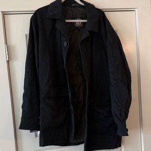 Men's Black Wool Trench Coat